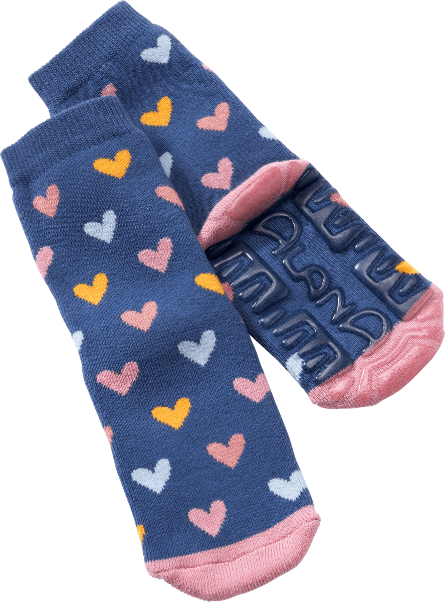 Stoppersocken mit Herz-Muster, blau \u0026 rosa, Gr. 29/30, 1 St