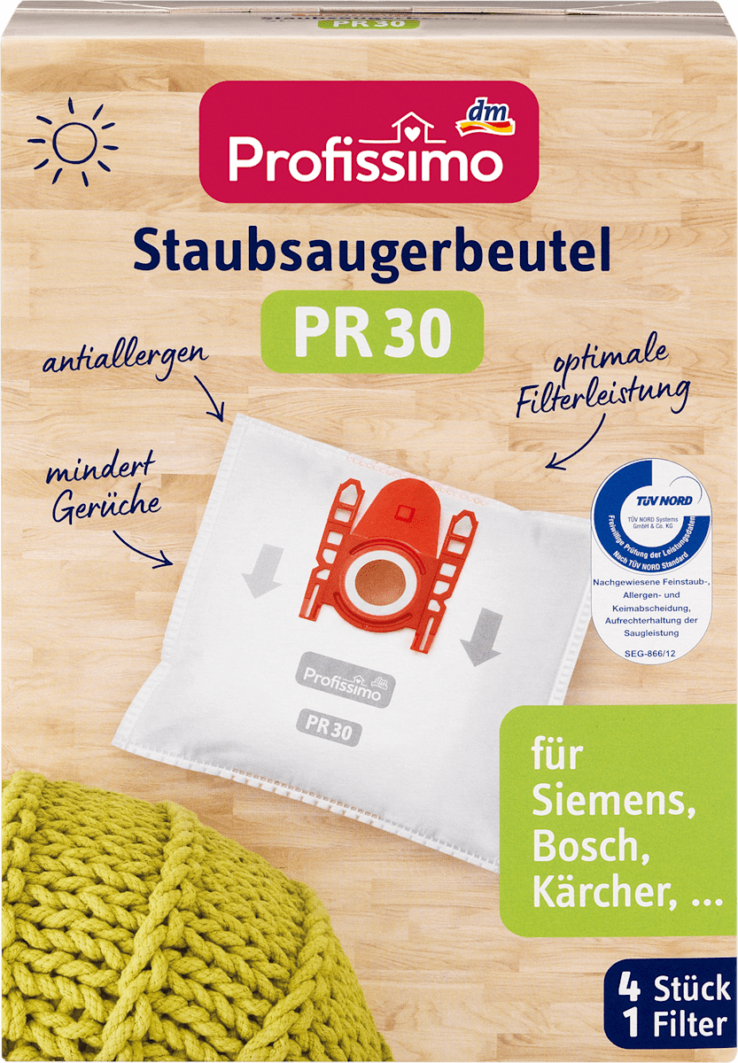 Staubsaugerbeutel Für T3-L151E1 - 2 Stück Graue Stoffsammelbeutel 30x30 Cm