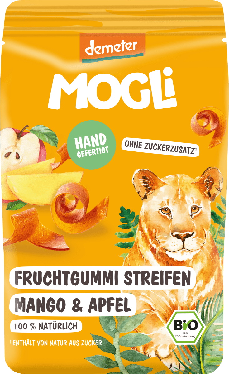 MOGLi Kindersnack Fruchtgummi Streifen Mango & Apfel, ab 3 Jahren 