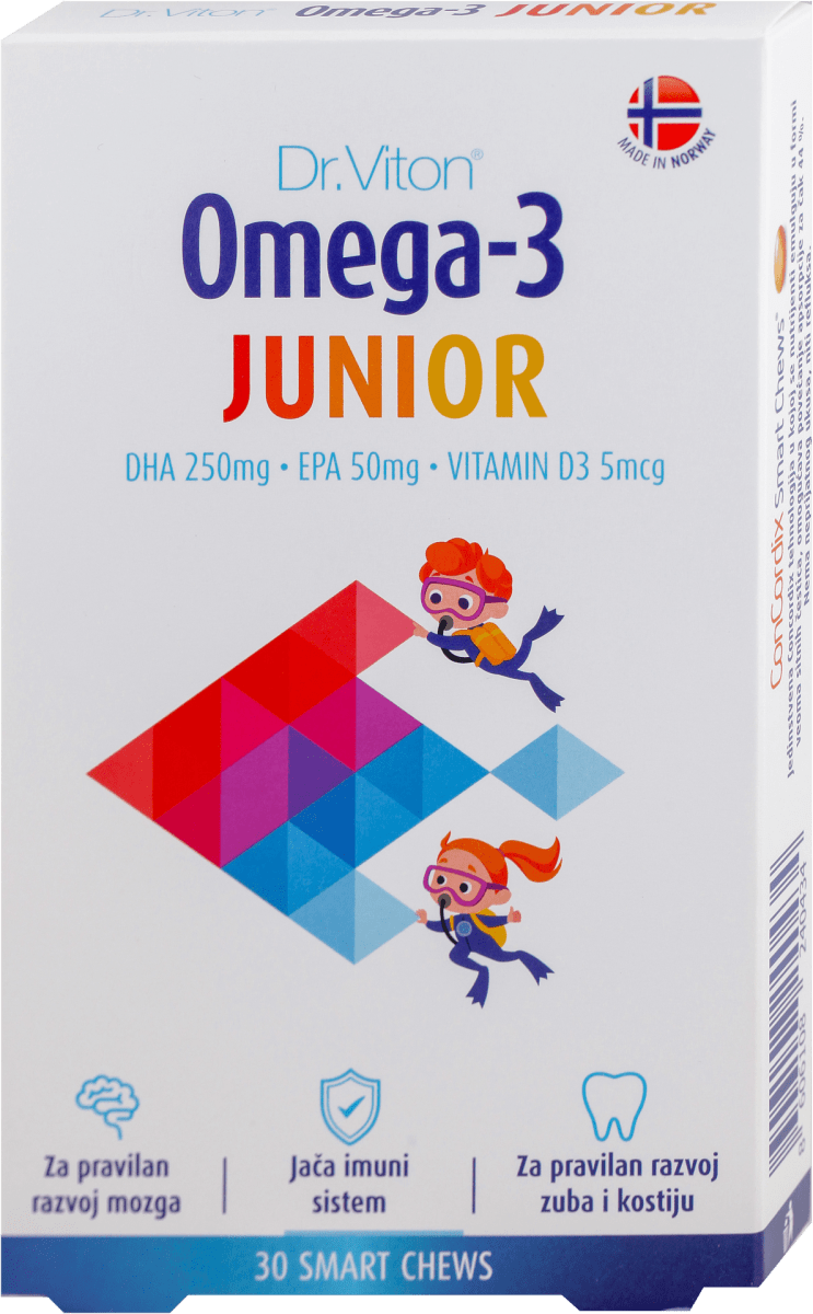 Dr.Viton Omega3 JUNIOR meke tablete za žvakanje DHA 250mg + EPA 50mg