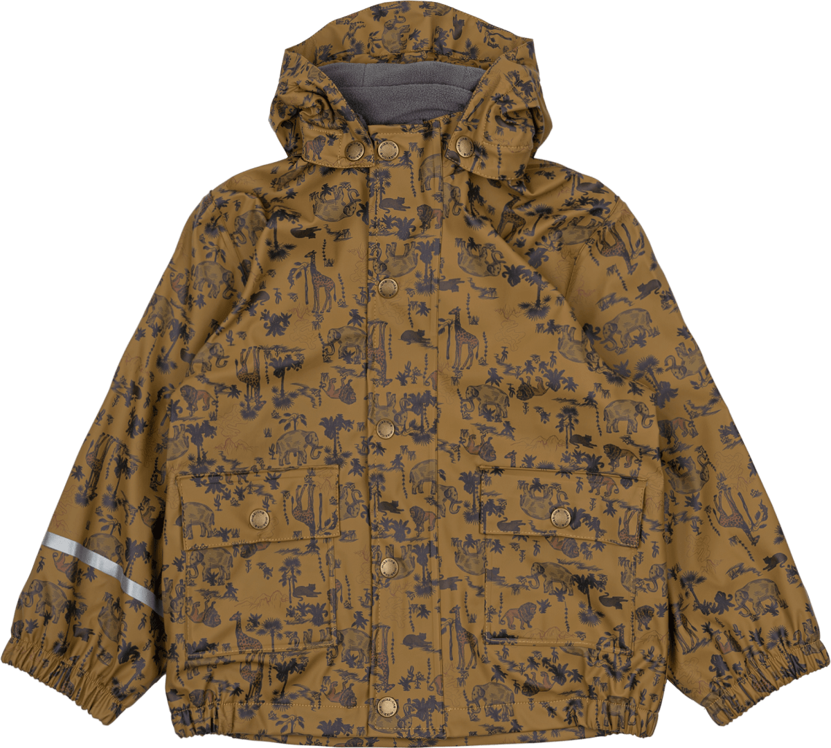 Mikk-Line Regenjacke mit Safari-Muster + Fleece-Futter, braun, Gr  