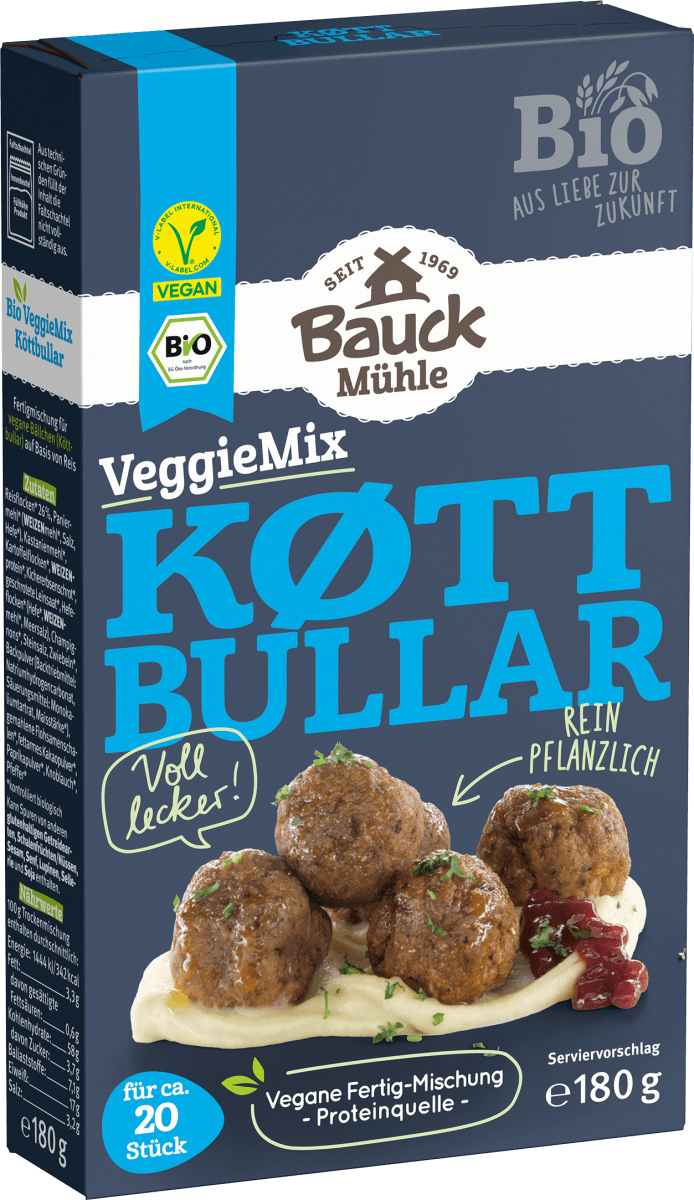 Bauck Mühle Fertigmischung VeggieMix Köttbullar, vegan, 180 g dauerhaft ...