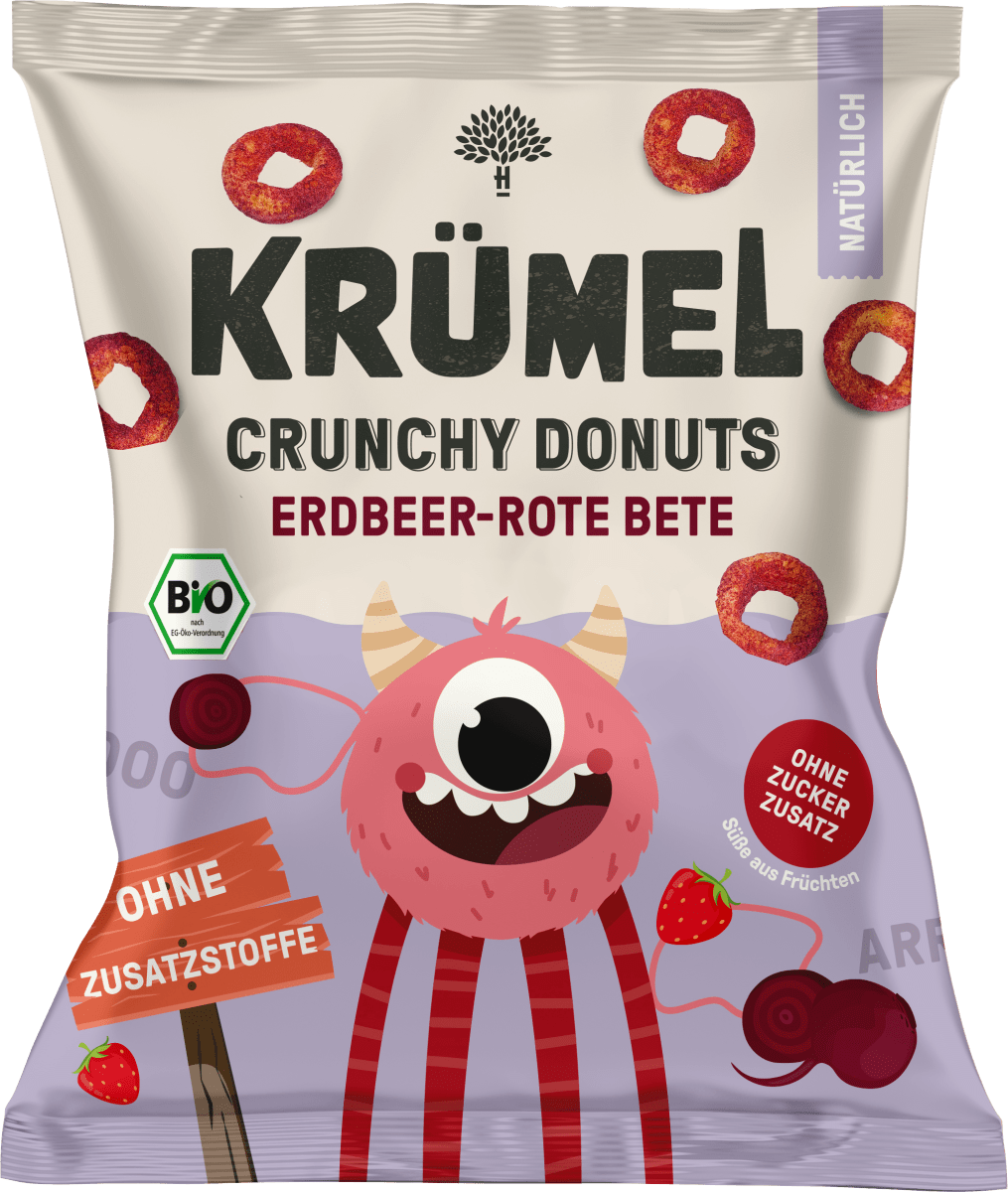 KRÜMEL Kindersnack Crunchy Donuts Erdbeer und Rote Beete ab 3 Jahren