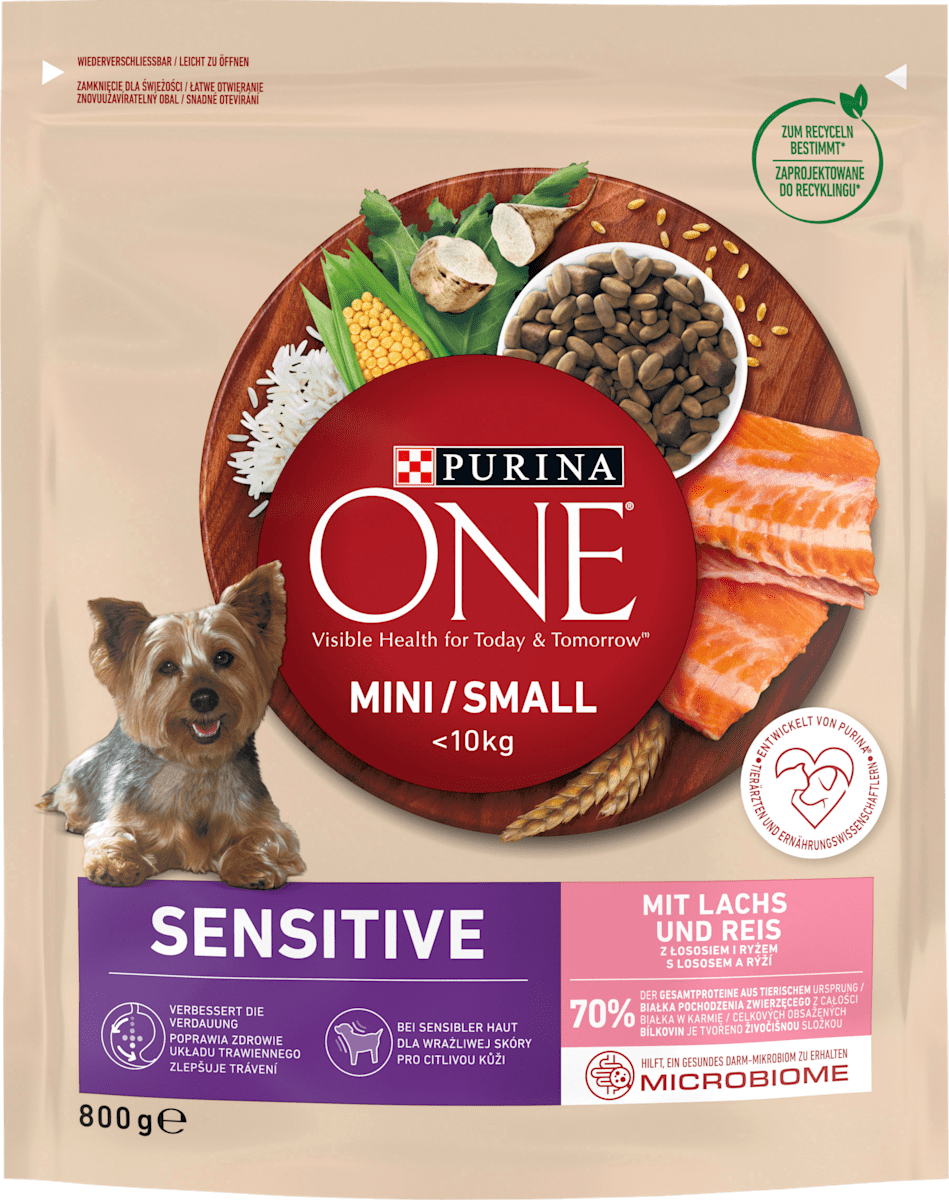 PURINA ONE granule pro psy Sensitive losos 800 g dm.cz