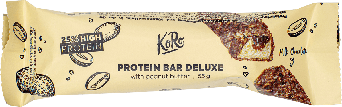 KoRo Proteinriegel 25, Deluxe mit Erdnussbutter, 55 g dauerhaft