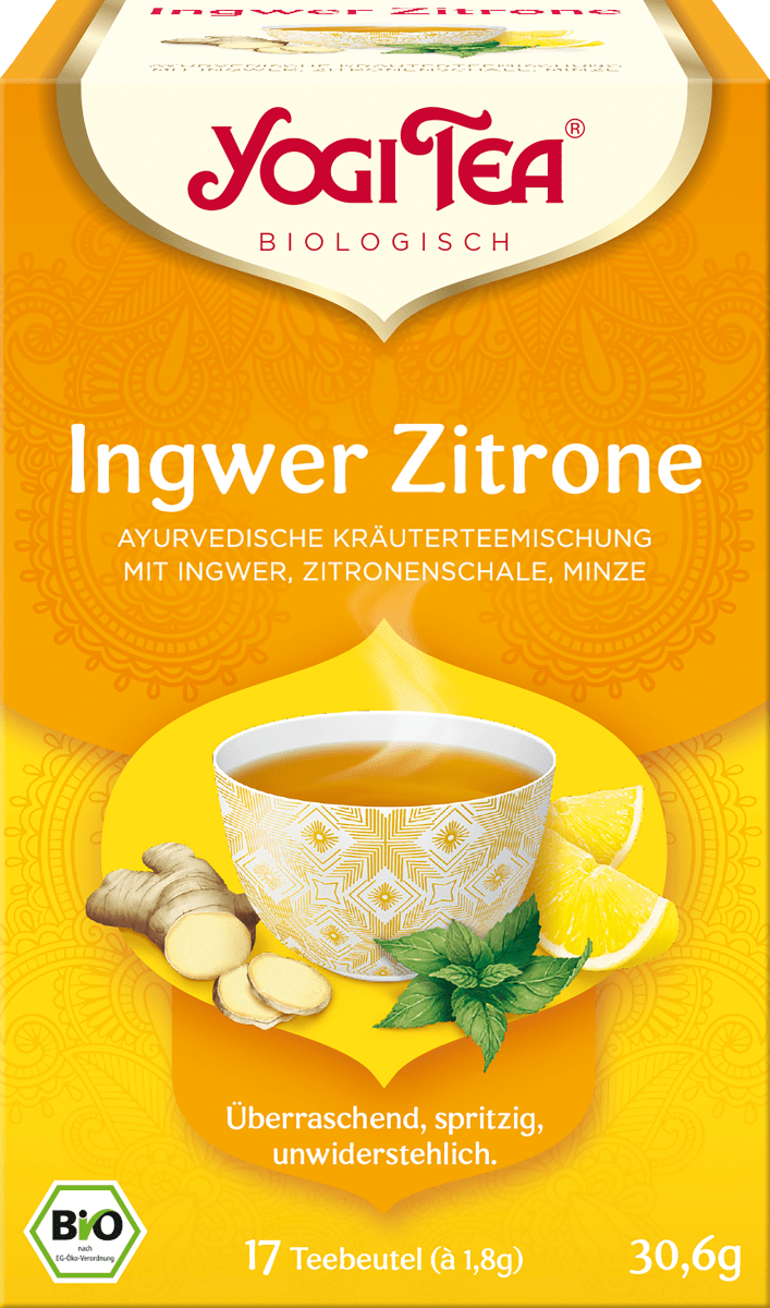 YOGI TEA Kräutertee Ingwer, Zitronenschale, Minze (17 Beutel), 30,6 g