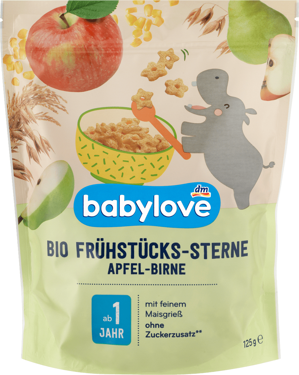 babylove Kindermüsli Apfel-Birnen-Sterne, ab 1 Jahr, 125 g dauerhaft ...