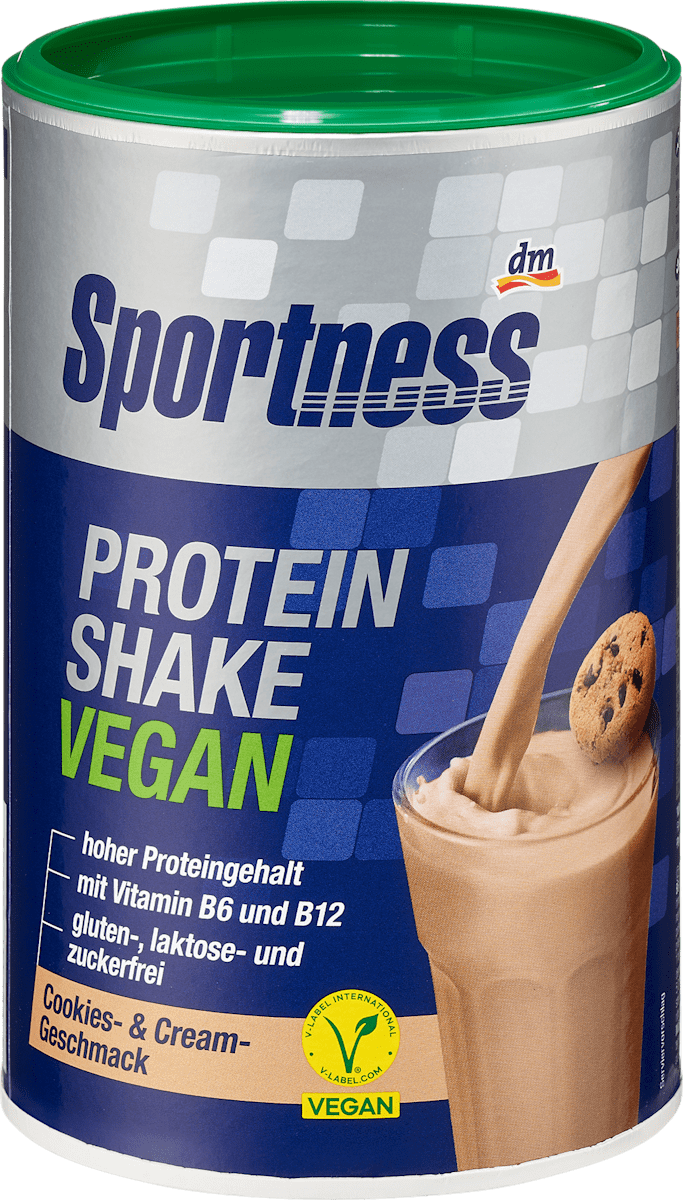Sportness Proteinpulver, Protein Shake Vegan Cookies & Cream Geschmack