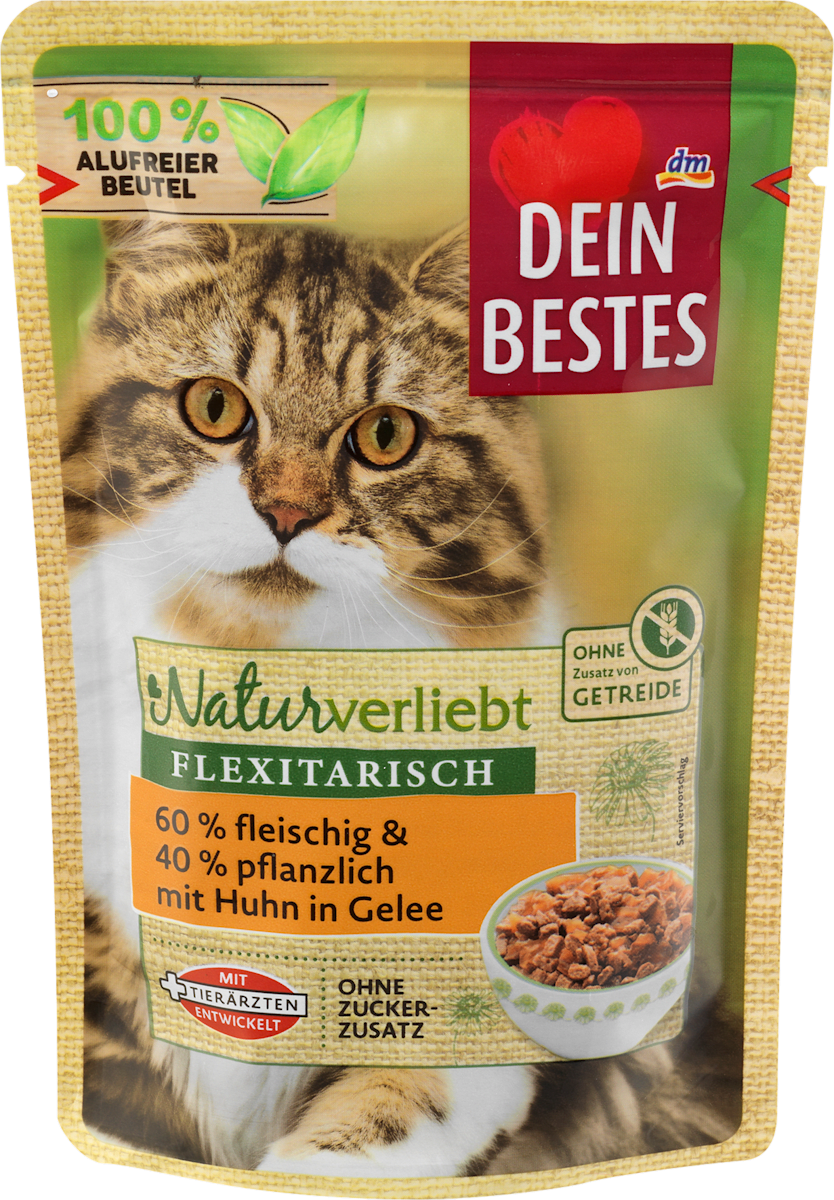 Dein Bestes Nassfutter Katze mit Huhn &amp; Gemüse, Naturverliebt ...
