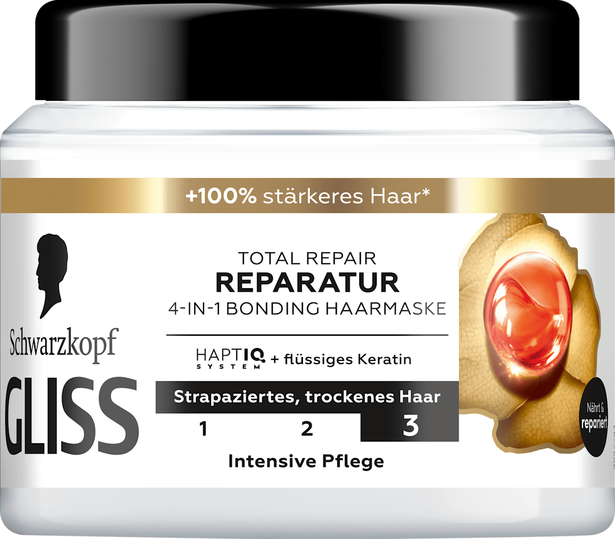 Schwarzkopf Gliss Haarmaske Miracle Pflege 400 Ml – 4 In 1 Für Trockenes Haar, 96% Natürlichen Ursprungs