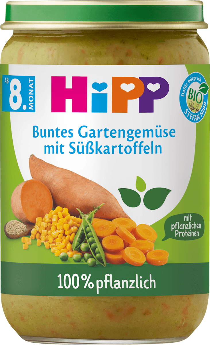 HIPP Gemüse Buntes Gartengemüse mit Süßkartoffeln ab 8.Monat, 220 g | dm.at