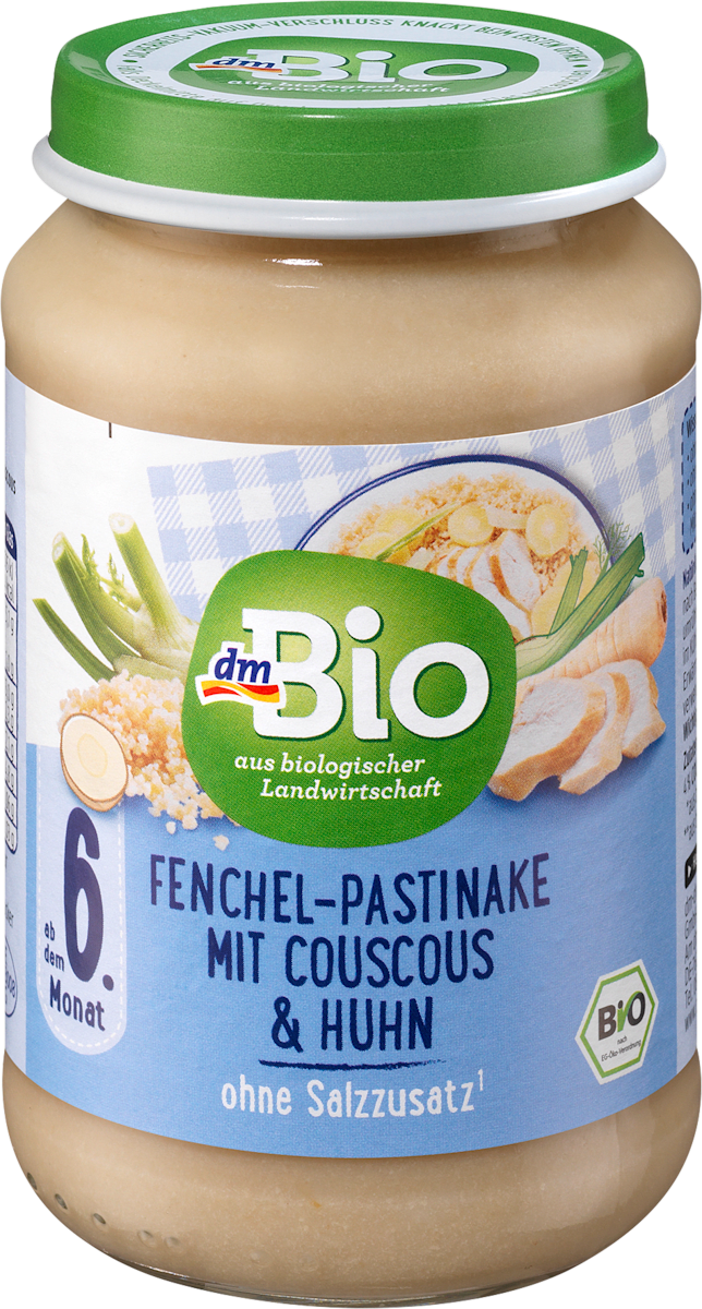 dmBio Menü Fenchel-Pastinake mit Couscous und Huhn ab dem 6. Monat, 190 ...