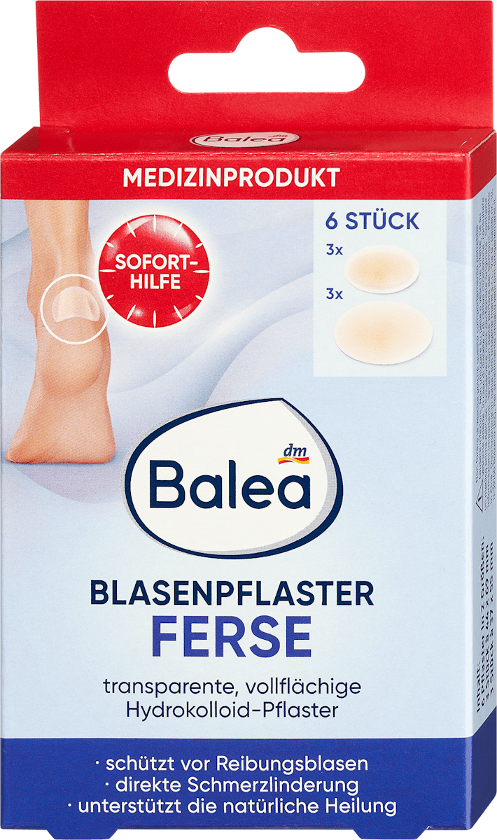 Balea Blasenpflaster Fuß – 6 Stück, Transparent & Schmerzlindernd