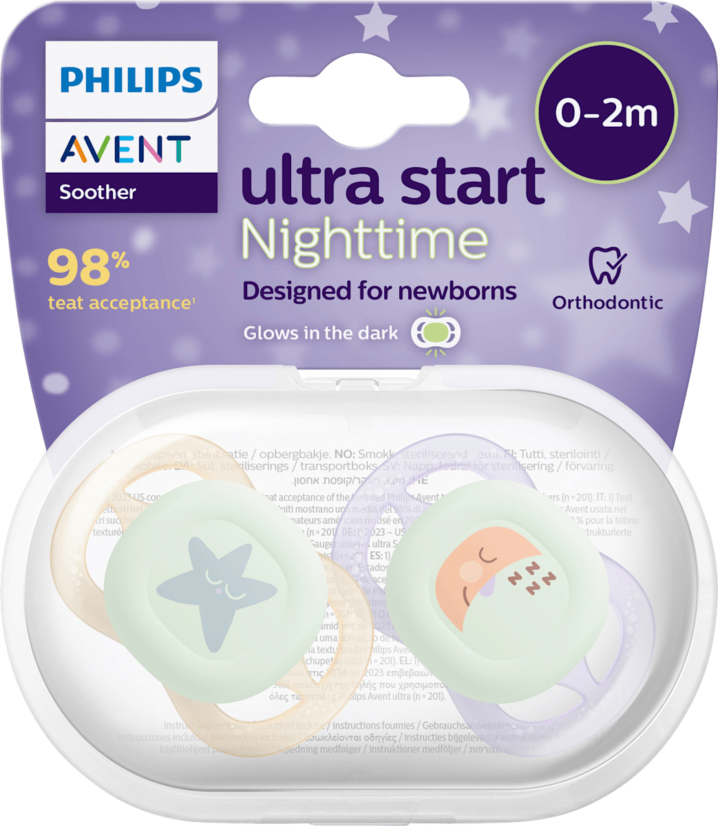 Chính Hãng] Ti Ngậm Thông Khí Philips Avent Ultra Air Nighttime Phát Quang Cho Bé 0-6M, 6-18M