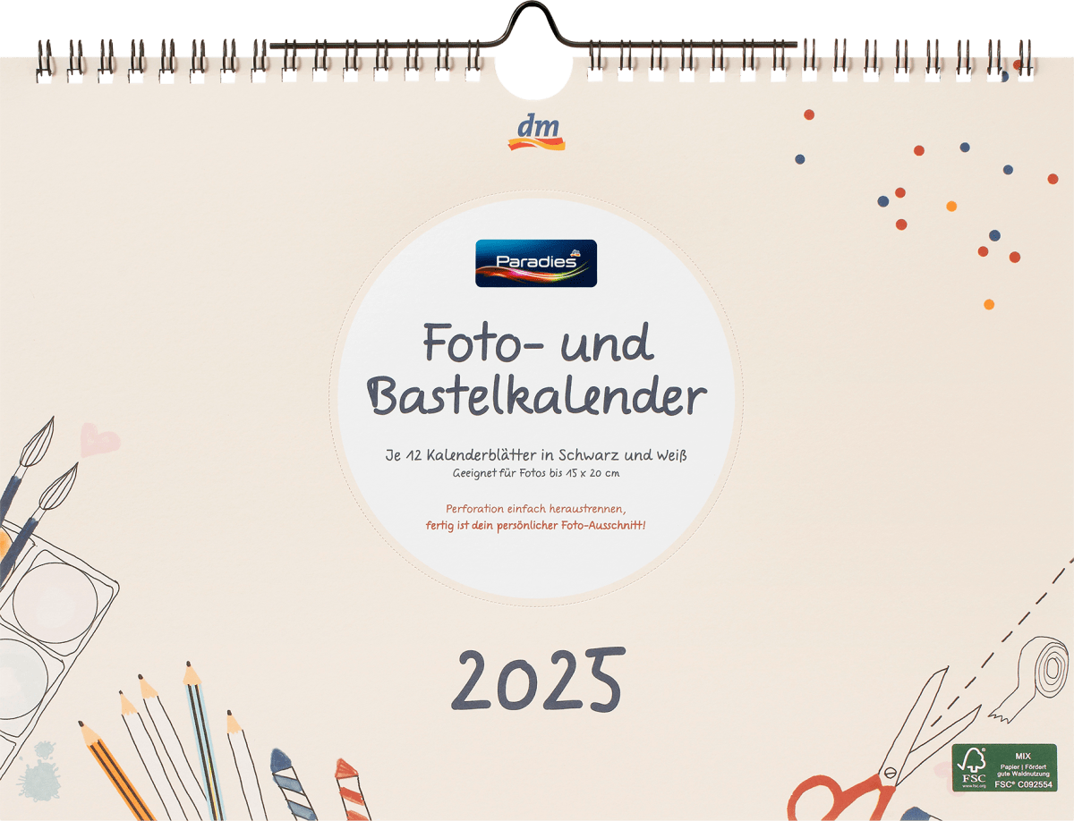 Paradies Foto und Bastelkalender 2025 Querformat, 1 St dauerhaft