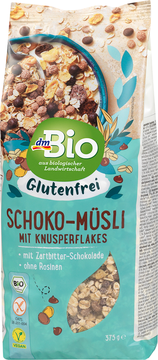 dmBio Schoko-Müsli mit Knusperflakes glutenfrei, 375 g dauerhaft ...