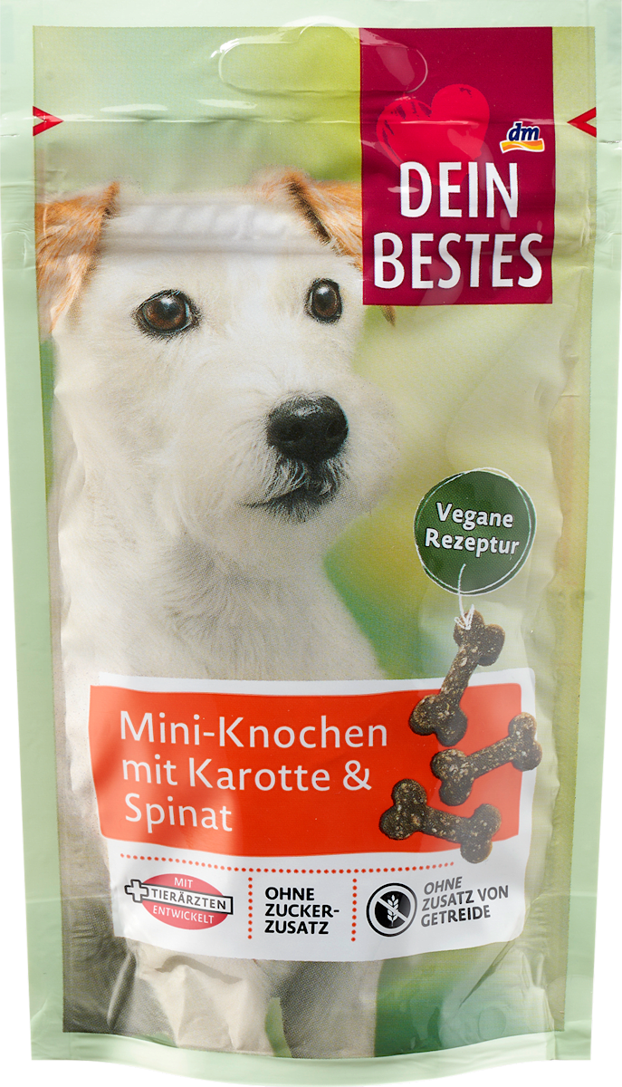 Dein Bestes Hundeleckerli Mini-Knochen mit Karotte und Spinat, 60 g | dm.at