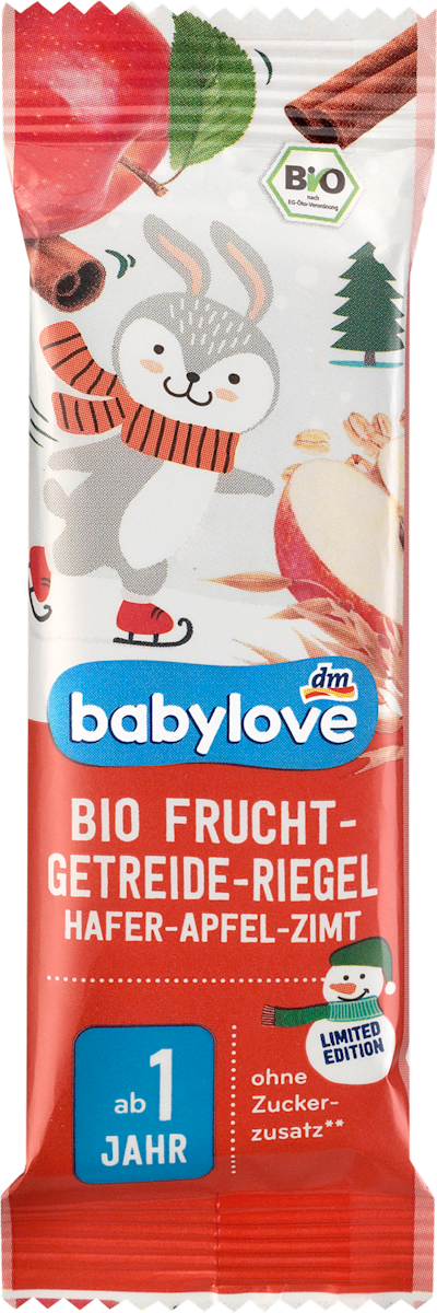 babylove Bio Frucht-Getreide-Riegel mit Birne, Pflaume und Zimt, 25 g ...
