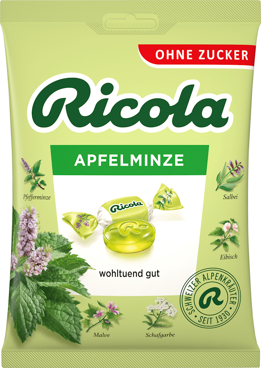 Ricola Bonbon, Apfelminze, zuckerfrei, 75 g dauerhaft günstig online