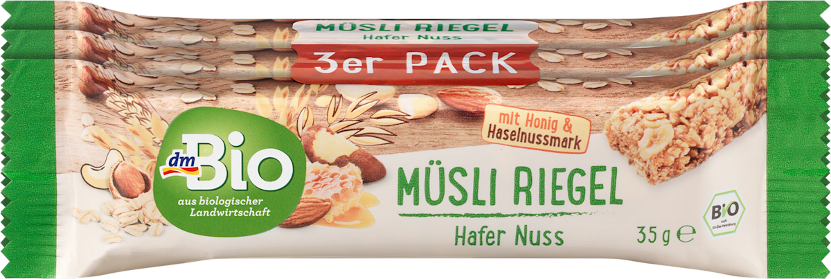 dmBio Müsliriegel, Hafer Nuss, 3er Pack, 105 g dauerhaft günstig online ...