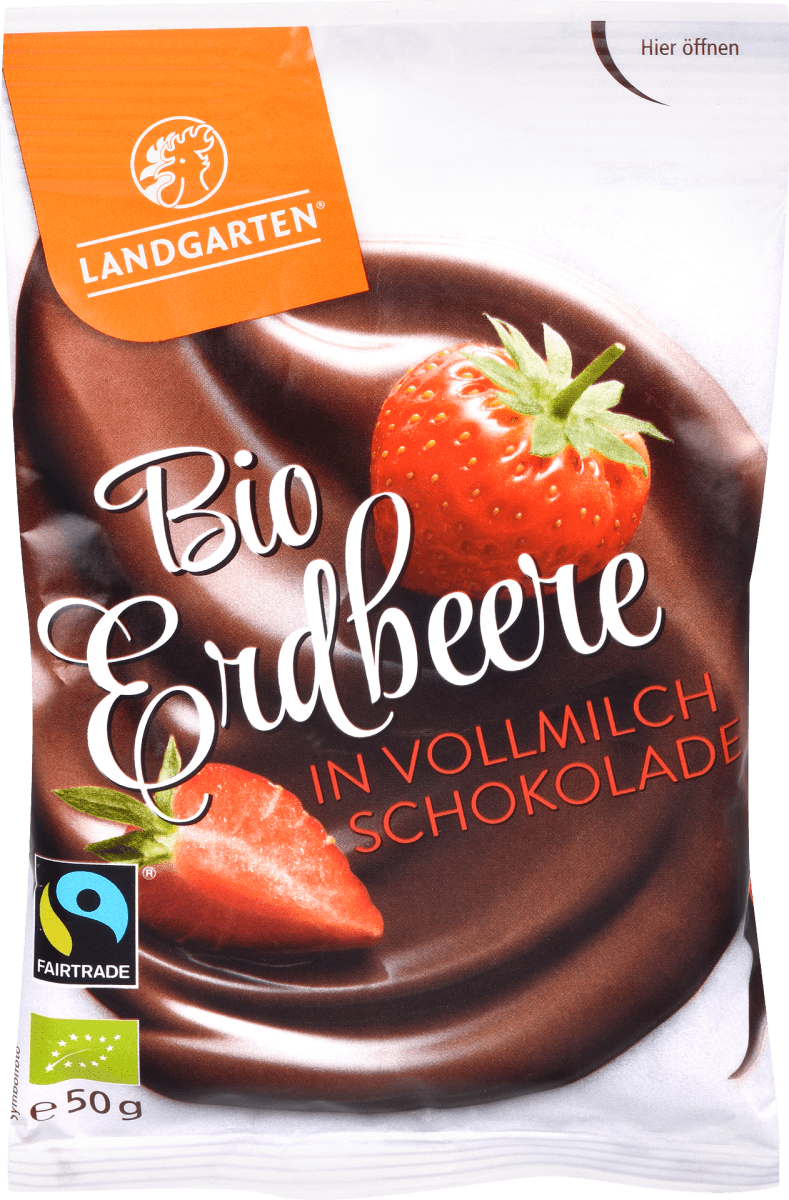 Landgarten Schokolade Vollmilch Bio Erdbeere, 50 g | dm.at