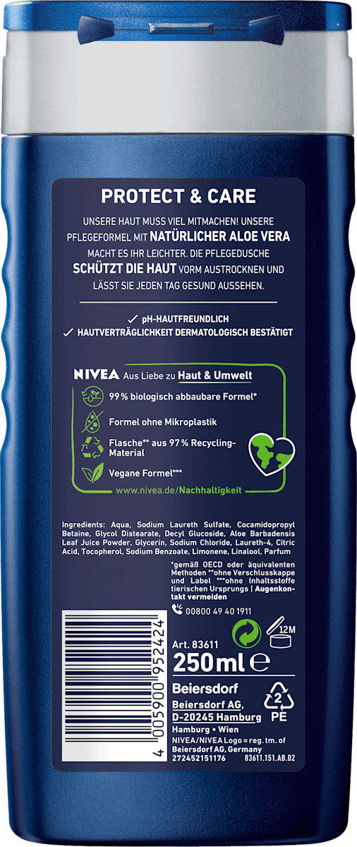 NIVEA MEN Protect & Care Duschgel 500 Ml – Energy Formula Mit Minze Für Haar & Körper