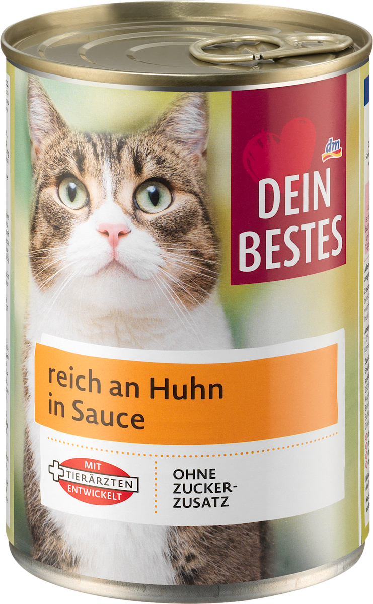 Dein Bestes Nassfutter Katze, reich an Huhn in Sauce, 415 g dauerhaft ...