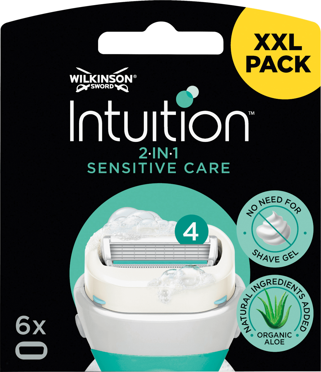 Wilkinson Intuition Naturals Sensitive Care Rasierklingen – 12 Stück, Extra Sanft