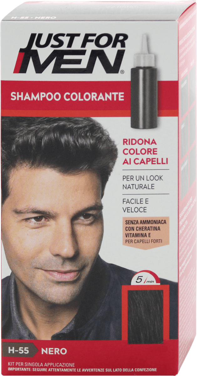 JUST FOR MEN Shampoo Colorante Nero Naturale, 1 pz dm Italia