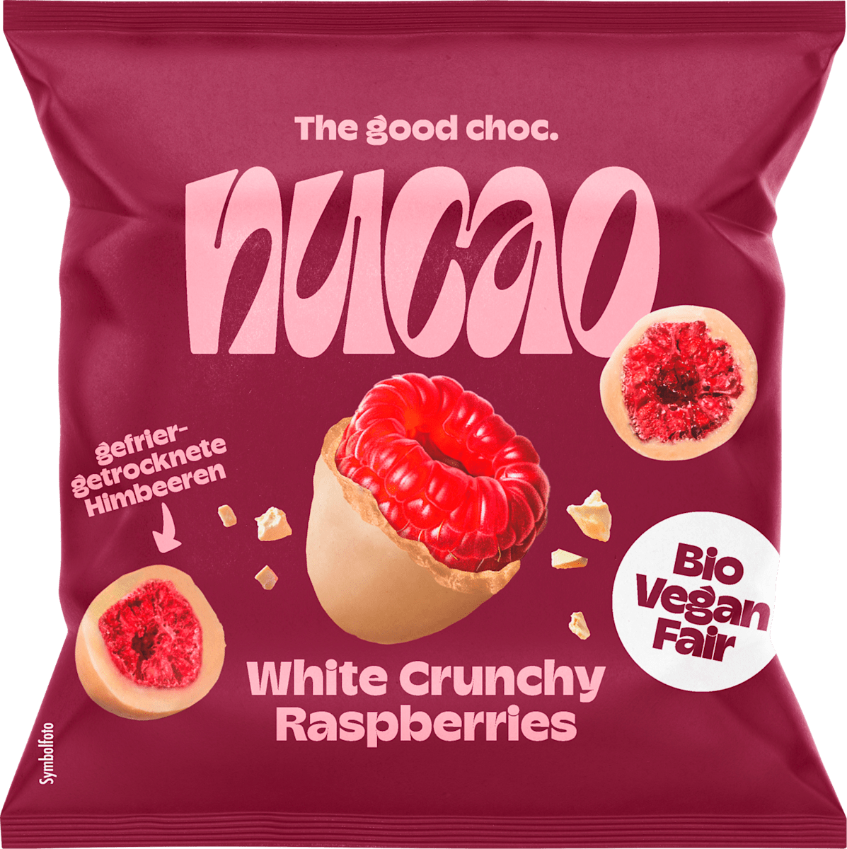 nucao Trockenfrüchte Weiße Schokolade Crunchy Raspberries, 50 g | dm.at