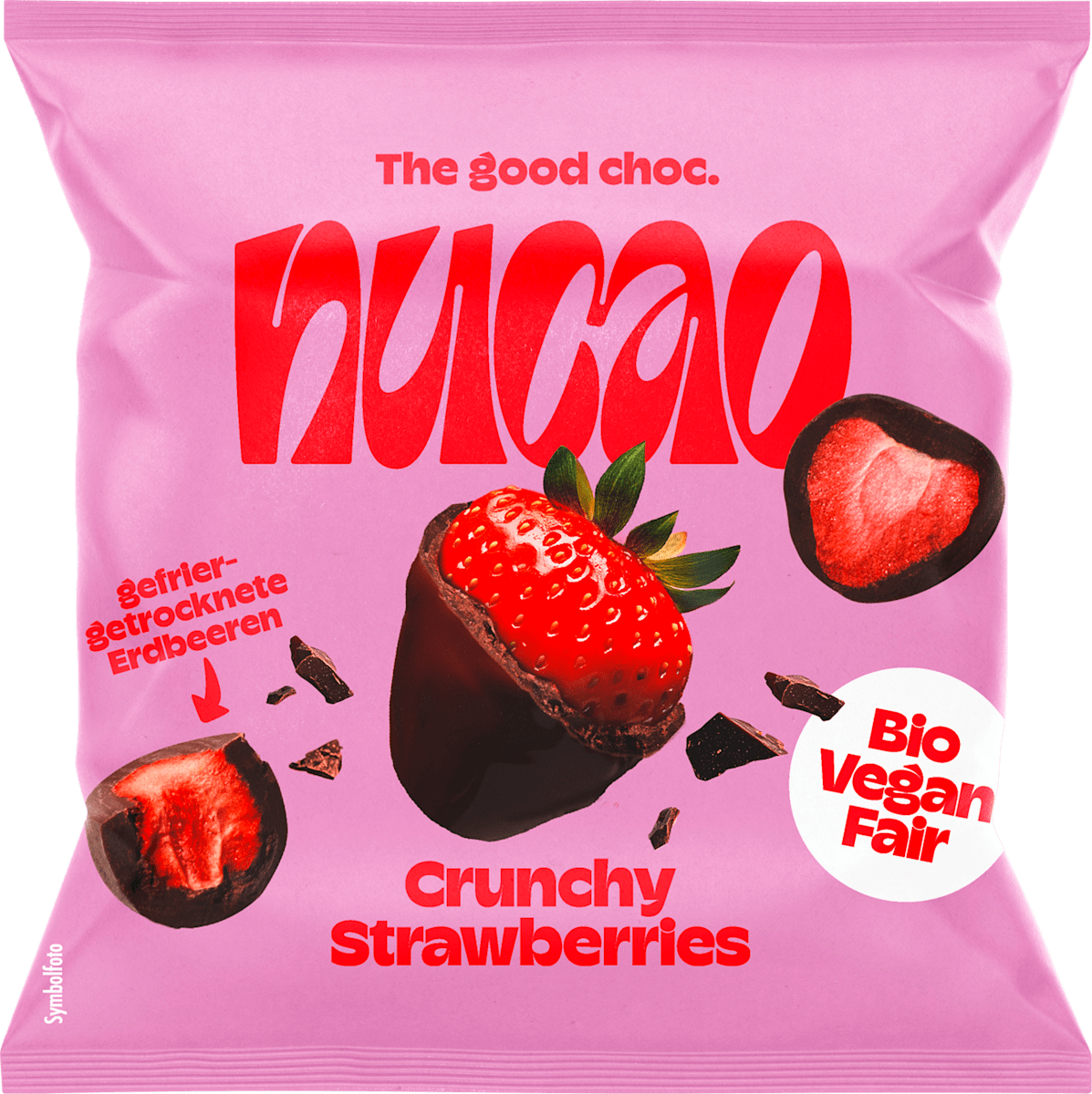 nucao Trockenfrüchte Schokolade Crunchy Strawberries, 50 g | dm.at