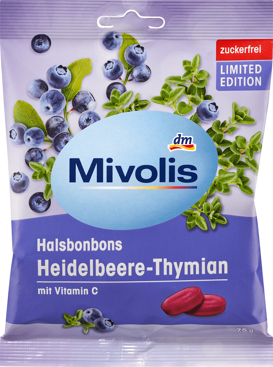 Mivolis Bonbon, Heidelbeere-Thymian, zuckerfrei, 75 g dauerhaft günstig ...