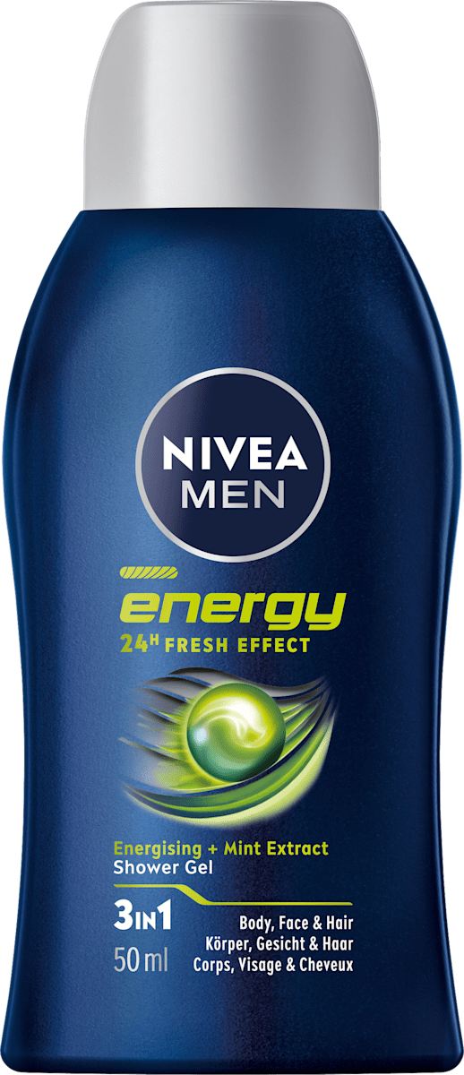 Nivea Men 3-in-1 Duschgel Energy – 250 Ml, Mit Minzextrakt, Für Gesicht, Körper & Haare