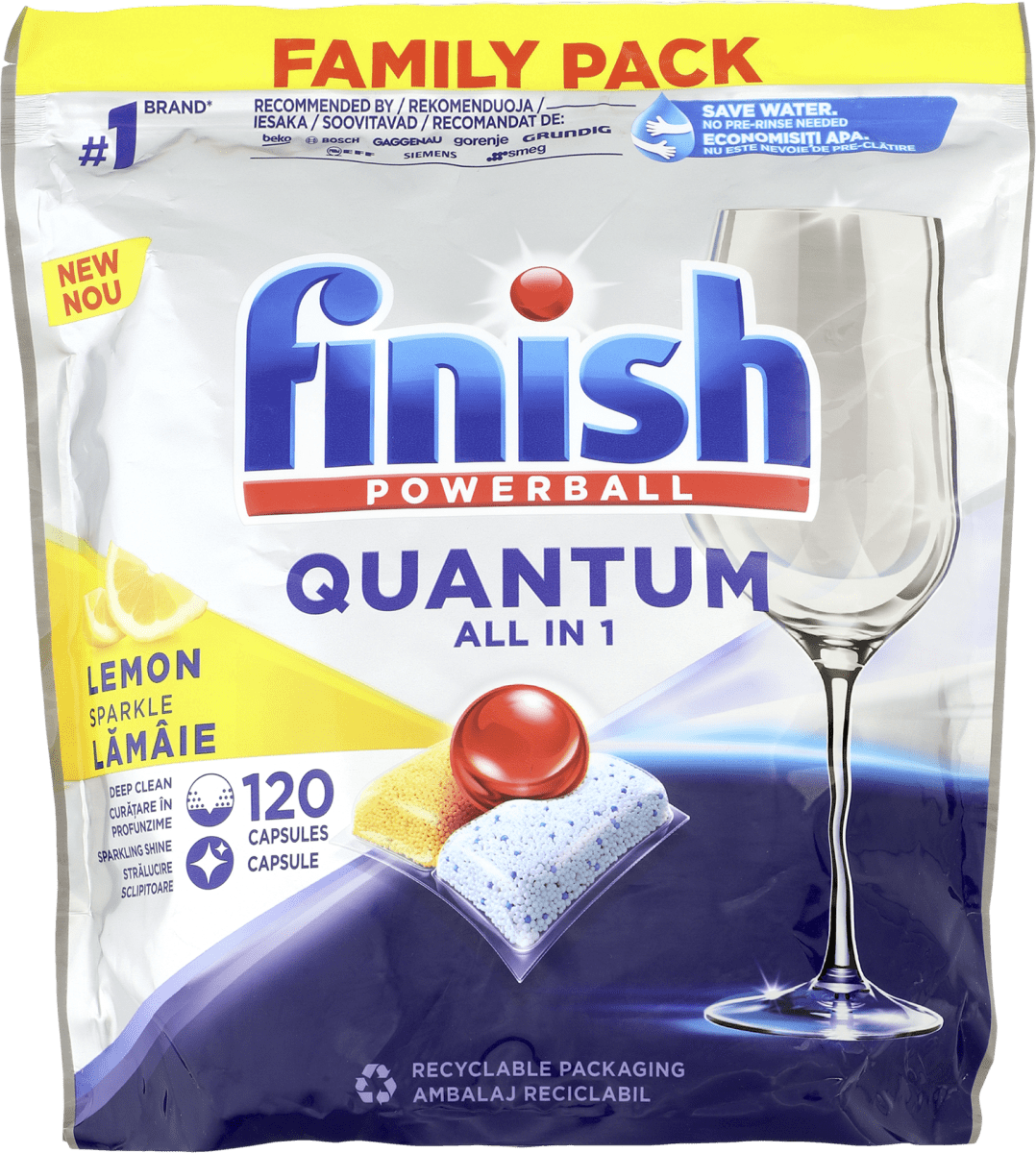送料無料 店舗 Quantum zmywarek do Kapsułki Finish ALL 120 cytrynowe, 1 IN 冷蔵庫