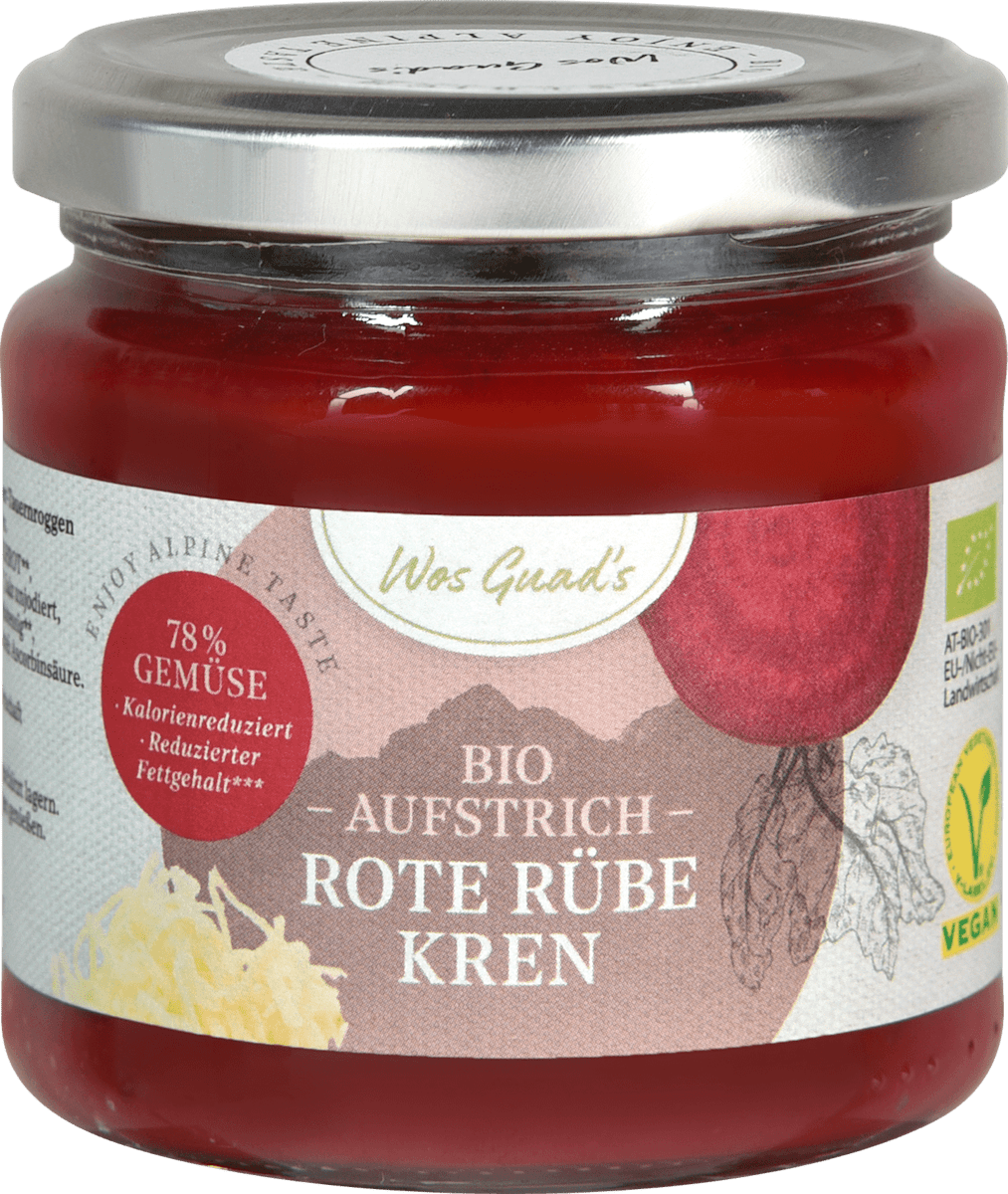 WOS GUAD`S Bio-Aufstrich - Rote Rübe &amp; Kren, 180 g | dm.at