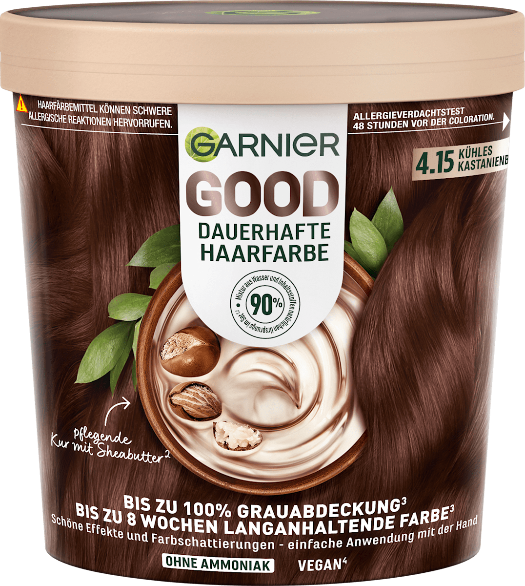 GARNIER GOOD Haarfarbe 4.15 Kühles Kastanien Braun, 1 St dauerhaft ...