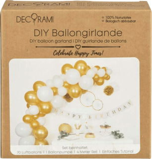 Ballongirlande DIY, weiß/gold DECORAMI