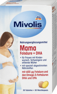 Mama Folsäure + DHA, Tabletten 30 St. + Weichkapseln 30 St. Mivolis