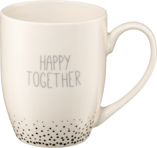Kaffeebecher "Happy together", weiß-schwarz Dekorieren & Einrichten