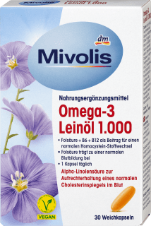 Omega-3 Leinöl 1.000, 30 St. Mivolis