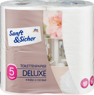 Toilettenpapier Deluxe 5-lagig (4x 130 Blatt) Sanft&Sicher