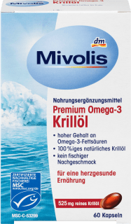 Premium Omega-3 Krillöl, Kapseln 60 St. Mivolis