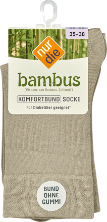 nur die Bambus Komfortbund Socken beigegrau, Gr. 3538 (1 Paar), 2 St