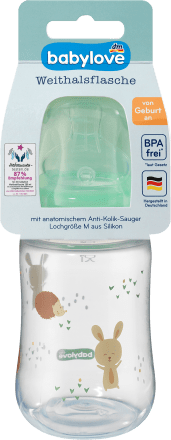 babylove Babyflasche Weithals, türkis, von Geburt an, 280 ml, 1 St dauerhaft günstig online ...
