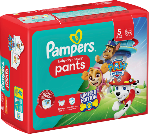 Pampers Baby Pants Baby Dry Gr.5 Junior (12-17 kg) Limited Edition Paw ...