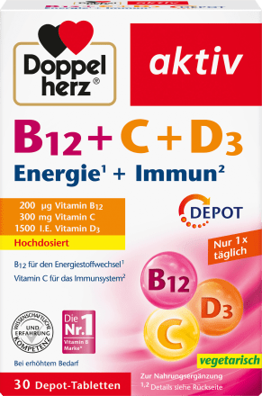 Doppelherz Vitamin B12 + C + D3 Tabletten 30 St, 33,2 g