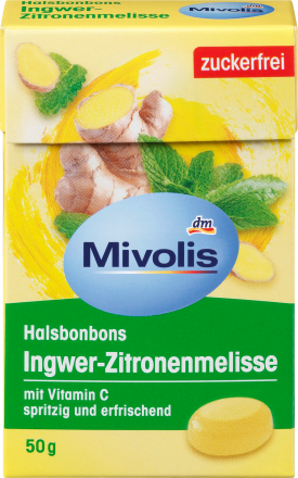 Mivolis Bonbon, Ingwer-Zitronenmelisse, zuckerfrei, 50 g