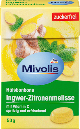 Mivolis Bonbon, Ingwer-Zitronenmelisse, zuckerfrei, 50 g
