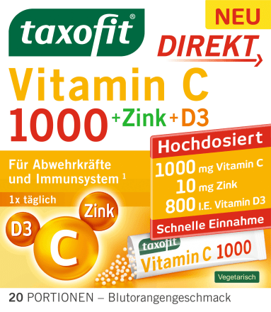 taxofit Vitamin C + Zink + D3 Direktgranulat 20 St, 60 g