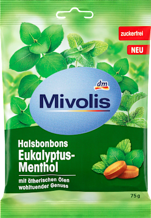 Mivolis Bonbon, Eukalyptus-Menthol, zuckerfrei, 75 g